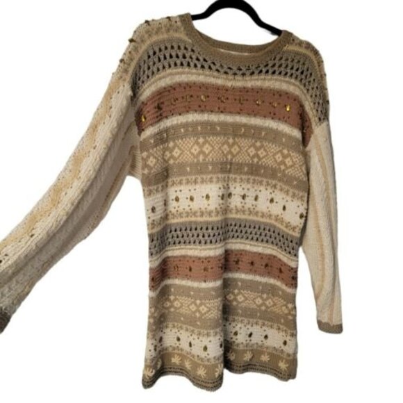 Vintage JENNIFER REED Sweater Cottage-Core Earth Tones Knit Oversized Small - Picture 5 of 6